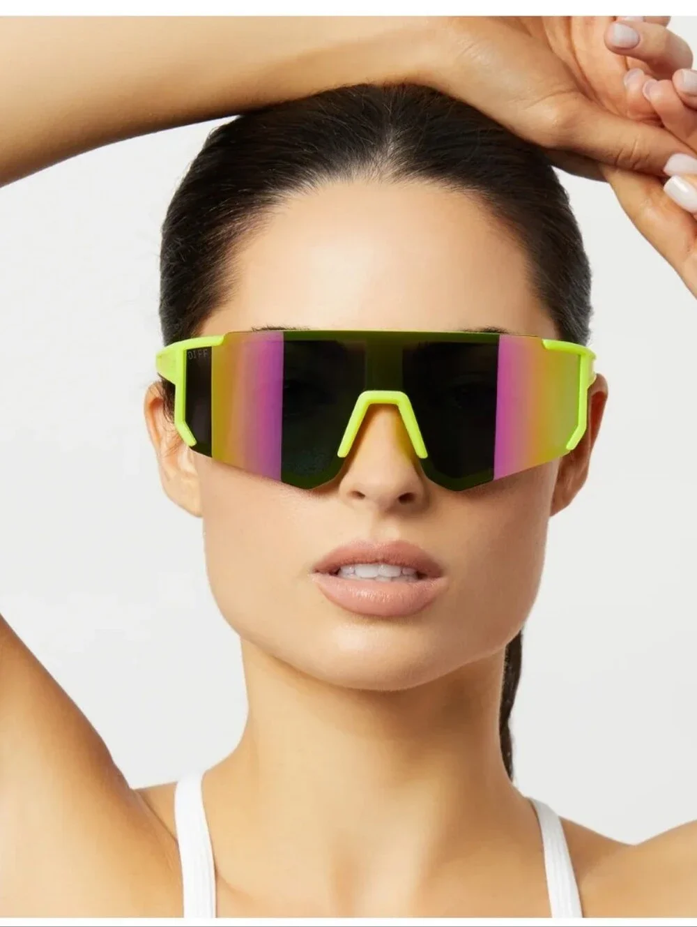 NWOT! DIFF Eyewear,UNISEX HEAT,Neon Yellow Pink Rush,Mirror Polarized Sunglasses